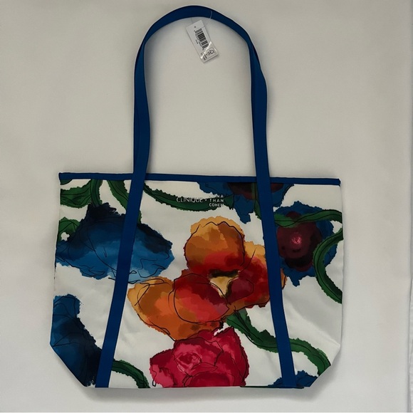 Clinique X Jonathan Cohen Springtime Poppy Floral Print Tote Bag One Size NWT - Picture 2 of 16